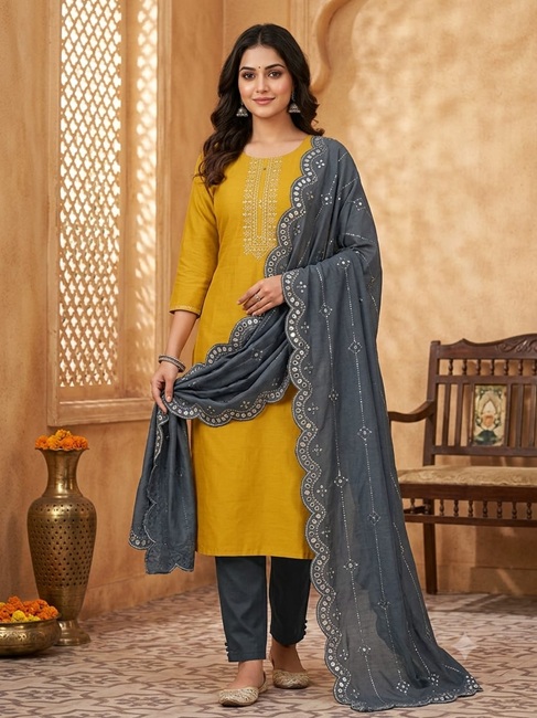 Stitched suit with pent duptta 3 ps